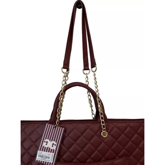 NWT Gilda Paris Large Quilted Travel Tote Bag w/ Luggage Strap, MSRP $199 - Picture 4 of 8
